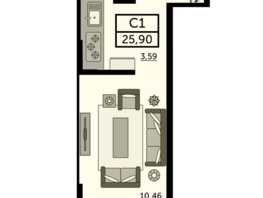 Продается Студия ЖК Город у реки, литер 7, 25.43  м², 3814500 рублей