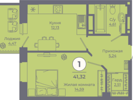 Продается 1-комнатная квартира ЖК Сокольники, литера 9, 41.19  м², 5148750 рублей
