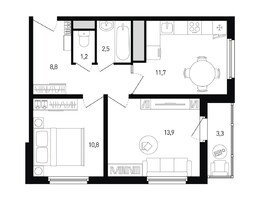 Продается 2-комнатная квартира ЖК Левенцовка Парк, литер 8.1, 50.6  м², 5783580 рублей