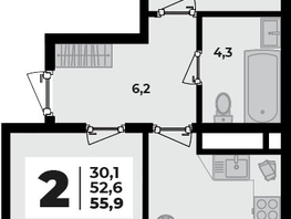 Продается 2-комнатная квартира ЖК Родной дом 2, литера 1, 55.9  м², 7093400 рублей