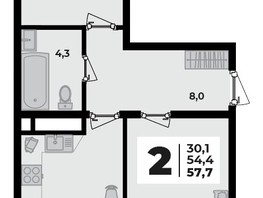 Продается 2-комнатная квартира ЖК Родной дом 2, литера 2, 57.7  м², 7204800 рублей