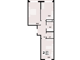 Продается 2-комнатная квартира ЖК МЕГАСИТИ, литера 1.2, 64.6 м², 9101300 рублей