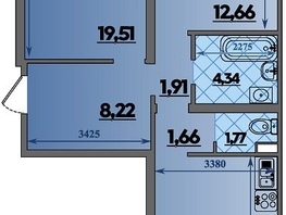 Продается 2-комнатная квартира ЖК Предгорье ЛАГО-НАКИ, литера 1, 69.44  м², 7659232 рублей