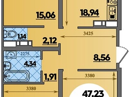 Продается 3-комнатная квартира ЖК Предгорье ЛАГО-НАКИ, литера 7, 88.04  м², 8539880 рублей