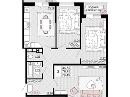 Продается 3-комнатная квартира ЖК Дружба, 2, 79.49 м², 10254210 рублей