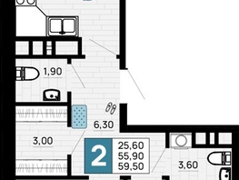 Продается 2-комнатная квартира ЖК Традиции, Литер 1, 59.5 м², 8330000 рублей