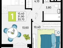 Продается 1-комнатная квартира ЖК Традиции, Литер 1, 33.7 м², 5055000 рублей