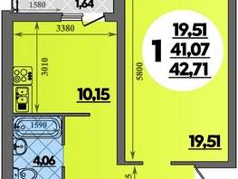 Продается 1-комнатная квартира ЖК Предгорье ЛАГО-НАКИ, литера 8, 42.71 м², 5167999 рублей