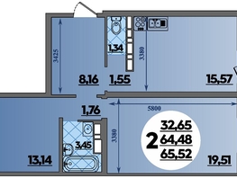 Продается 2-комнатная квартира ЖК Предгорье ЛАГО-НАКИ, литера 8, 65.52 м², 7274999 рублей