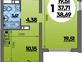 Продается 1-комнатная квартира ЖК Предгорье ЛАГО-НАКИ, литера 8, 38.75  м², 5018999 рублей
