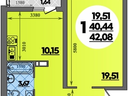 Продается 1-комнатная квартира ЖК Предгорье ЛАГО-НАКИ, литера 8, 42.08  м², 5217999 рублей