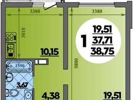 Продается 1-комнатная квартира ЖК Предгорье ЛАГО-НАКИ, литера 8, 38.75  м², 5037999 рублей