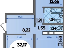Продается 2-комнатная квартира ЖК Предгорье ЛАГО-НАКИ, литера 8, 68.56  м², 7095999 рублей