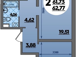 Продается 2-комнатная квартира ЖК Предгорье ЛАГО-НАКИ, литера 8, 62.77 м², 8323000 рублей