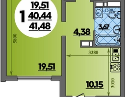 Продается 1-комнатная квартира ЖК Предгорье ЛАГО-НАКИ, литера 8, 41.48 м², 5039999 рублей