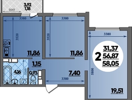 Продается 2-комнатная квартира ЖК Предгорье ЛАГО-НАКИ, литера 5, 58.05 м², 7135115 рублей