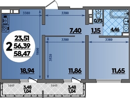 Продается 2-комнатная квартира ЖК Предгорье ЛАГО-НАКИ, литера 8, 58.47 м², 6840999 рублей