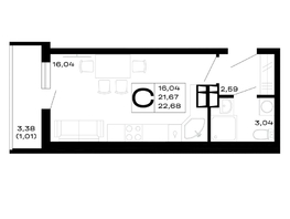 Продается Студия ЖК Горные высоты, литер 5.2, 22.68  м², 3311280 рублей