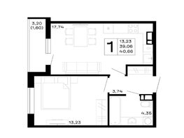 Продается 1-комнатная квартира ЖК Горные высоты, литер 5.3, 40.66  м², 5326460 рублей