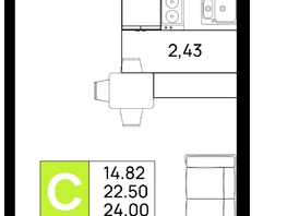 Продается Студия ЖК Долина, литер 1, 24  м&sup2;, 3888000 рублей