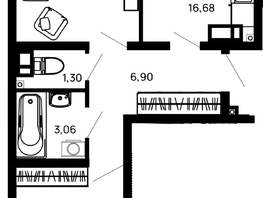 Продается 2-комнатная квартира ЖК Долина, литер 1, 57.85  м&sup2;, 7404800 рублей