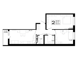 Продается 2-комнатная квартира ЖК Горные высоты, литер 5.1, 58.09  м&sup2;, 7958330 рублей