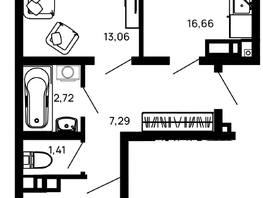 Продается 2-комнатная квартира ЖК Долина, литер 1, 56.52  м&sup2;, 7347600 рублей