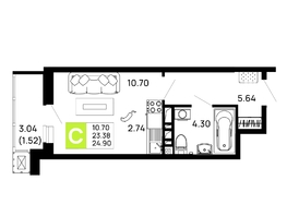 Продается Студия ЖК Долина, литер 2, 24.9  м&sup2;, 4158300 рублей