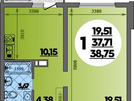Продается 1-комнатная квартира ЖК Предгорье ЛАГО-НАКИ, литера 4, 38.75  м&sup2;, 5514999 рублей