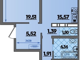 Продается 2-комнатная квартира ЖК Предгорье ЛАГО-НАКИ, литера 4, 64.13  м&sup2;, 7478000 рублей