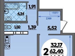 Продается 2-комнатная квартира ЖК Предгорье ЛАГО-НАКИ, литера 4, 64.04  м&sup2;, 7397000 рублей