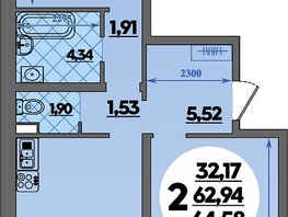 Продается 2-комнатная квартира ЖК Предгорье ЛАГО-НАКИ, литера 4, 64.58  м&sup2;, 7258999 рублей