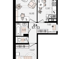 Продается 2-комнатная квартира ЖК МЕГАСИТИ, литера 1.1, 57  м², 5063000 рублей