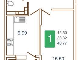 Продается 1-комнатная квартира ЖК Хорошая погода-2, литера 1, 41.7  м², 6234150 рублей