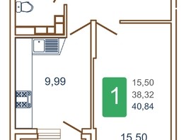 Продается 1-комнатная квартира ЖК Хорошая погода-2, литера 2, 41.5  м², 5996750 рублей