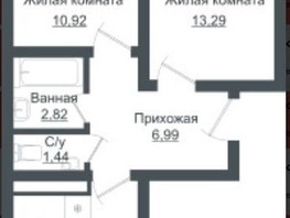 Продается 2-комнатная квартира ЖК Зеленый театр, литера 4, 50.13  м², 5690000 рублей