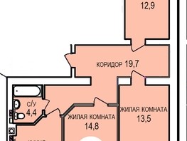 Продается 3-комнатная квартира ЖК Кубанская усадьба, дом 1 к4, 78.6  м², 7860000 рублей