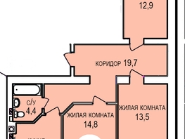 Продается 3-комнатная квартира ЖК Кубанская усадьба, дом 1 к4, 78.6  м², 8505000 рублей