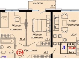 Продается 2-комнатная квартира Российская ул, 59.1  м², 20325700 рублей