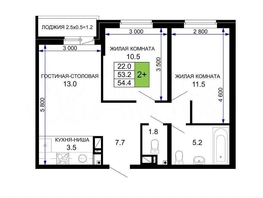 Продается 2-комнатная квартира ЖК Дыхание, литер 15, 58  м², 5223190 рублей