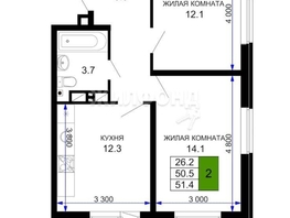 Продается 2-комнатная квартира Позднякова ул, 51.4  м², 6500000 рублей