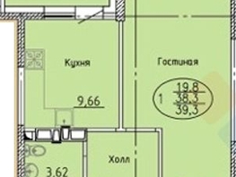 Продается 1-комнатная квартира Уральская ул, 39.48  м², 4900000 рублей