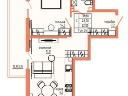 Продается 2-комнатная квартира ЖК Резиденция Анаполис, дом 22, 55.2  м², 12556730 рублей