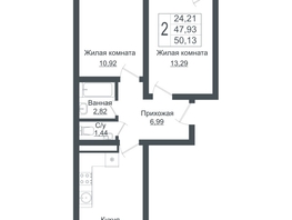 Продается 2-комнатная квартира ЖК Зеленый театр, литера 1, 50.13  м², 9155743 рублей