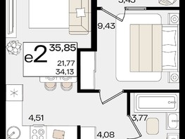 Продается 2-комнатная квартира ЖК Патрики, литер 1.5, 35.85  м², 11091990 рублей