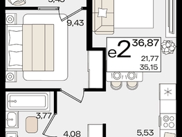 Продается 2-комнатная квартира ЖК Патрики, литер 1.5, 36.87  м², 11691477 рублей