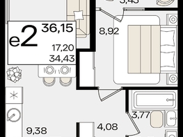 Продается 2-комнатная квартира ЖК Патрики, литер 1.5, 36.15  м², 12113865 рублей