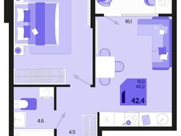 Продается 1-комнатная квартира ЖК Первое место, квартал 1.3, литер 1, 42.4  м², 5435680 рублей