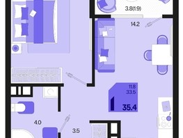 Продается 1-комнатная квартира ЖК Первое место, квартал 1.3, литер 2, 35.4  м², 5777280 рублей