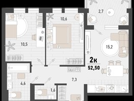 Продается 2-комнатная квартира ЖК Барса, 3В литер, 52.5  м², 14721000 рублей